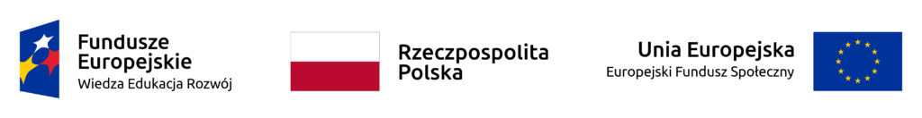 Od lewej kolejno loga Funduszy Europejskich, Rzeczypospolitej Polskiej i Unii Europejskiej